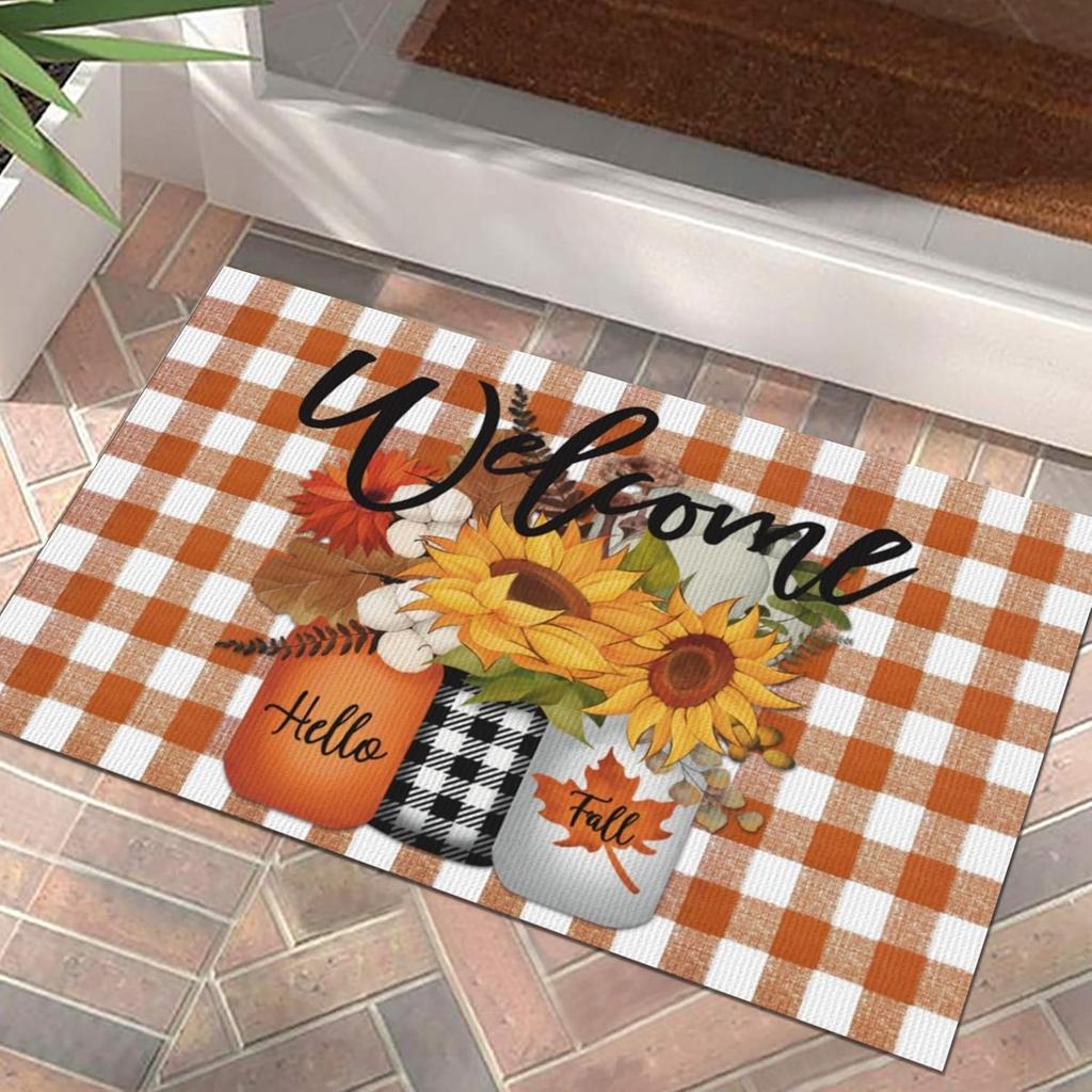 Seasonal Door Mat Set With Christmas Fall And Sunflower Designs Artistic Decor Mat For Entryway For Home Decor