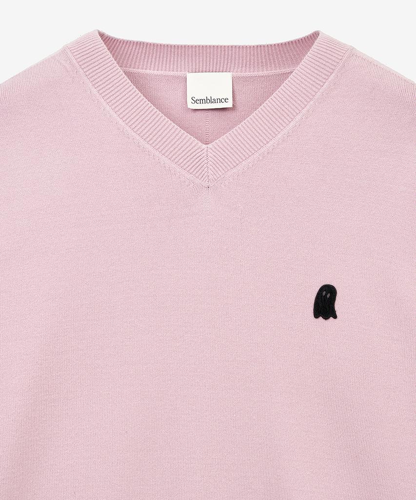 ZIOSONGZIO Semblance Whole Garment V-Neck Knit Light Pink Zi2Kt809Lp