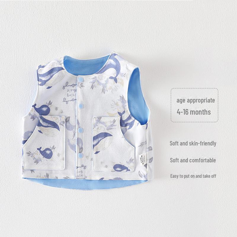 

Двухслойный жилет из чистого хлопка для новорожденных, двусторонний на весну, осень и зиму 73cm моря