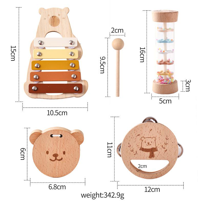 Children's Wooden Musical Instrument Set: 4-Piece Soothing Percussion Toys for Early Education