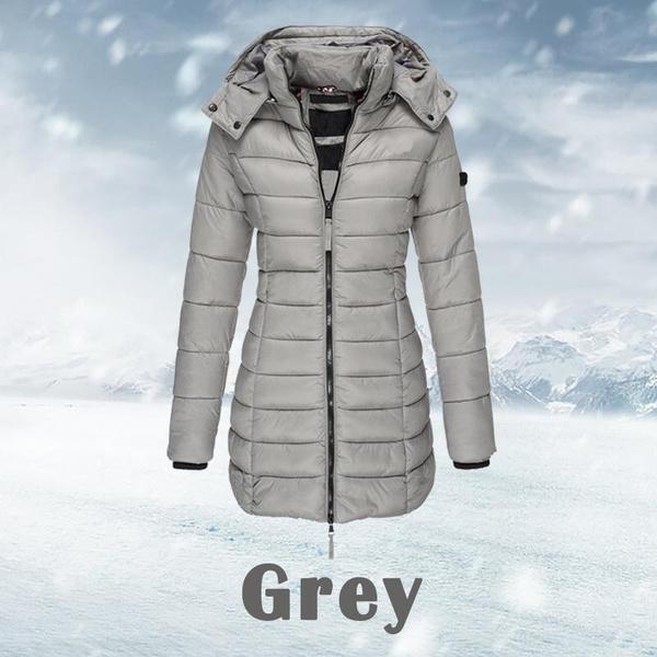 

Зимова модна жіноча бавовняна куртка з капюшоном і капюшоном, повсякденне товсте тепле довге пальто Щоденне відкрите легке пухове пальто з довгими рукавами 3XL сірий