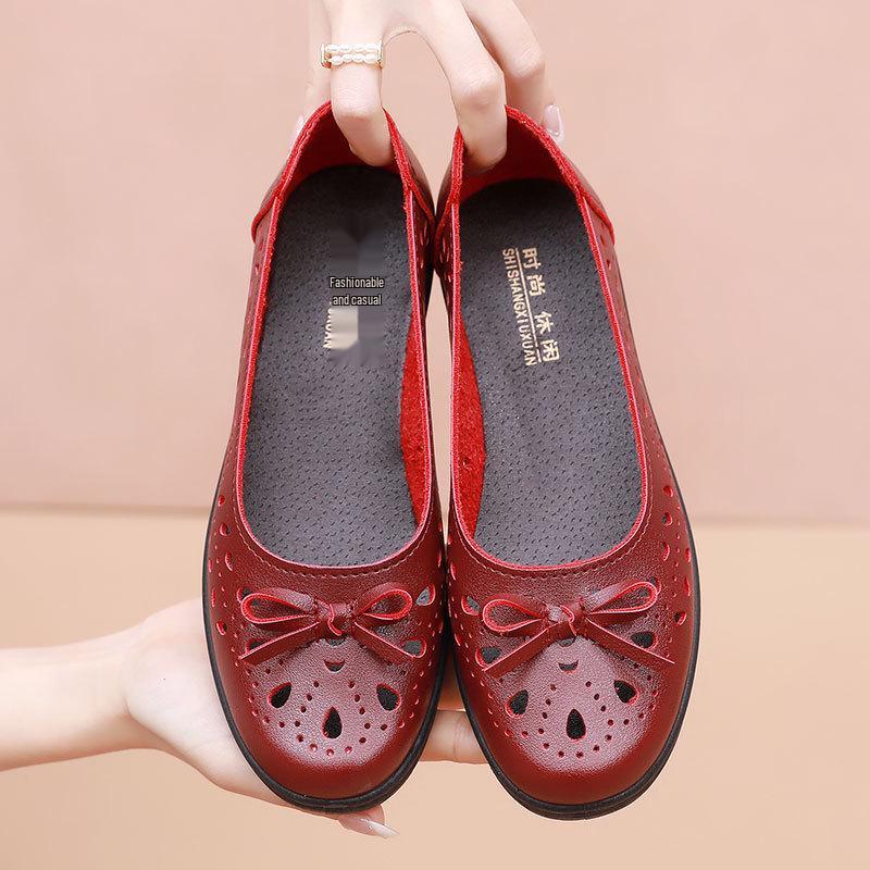 Spring Soft Sole Leather Sandals | Non-Slip Breathable Flats for Women & Seniors