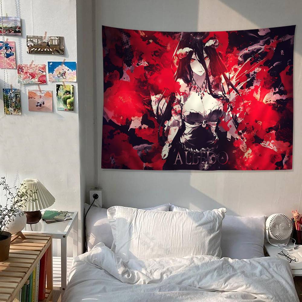 Gamer Albedo Anime Sexy Mädchen Cartoon Wandteppich Kunst Science-Fiction Zimmer Heimdekoration Kunst Heimdekoration