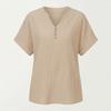 Women’s Short Sleeve V Neck Blouse with Button Loose Fit Tunic Top for Casual Daily Wear