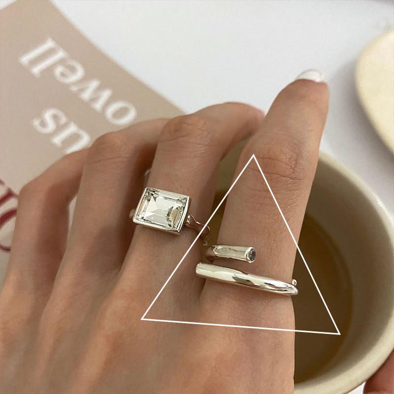 Minimalist 925 Stylish Sterling Silver Adjustable Ring Unique Irregular Shape For Fashion Trendy