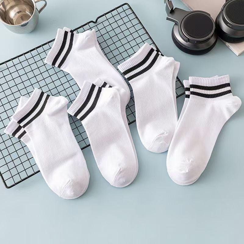 Men's Minimalist Black & White Low-Cut Socks - Spring/Autumn