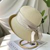 French celebrity style flat top top hat new summer elegant pearl straw seaside sun hat children