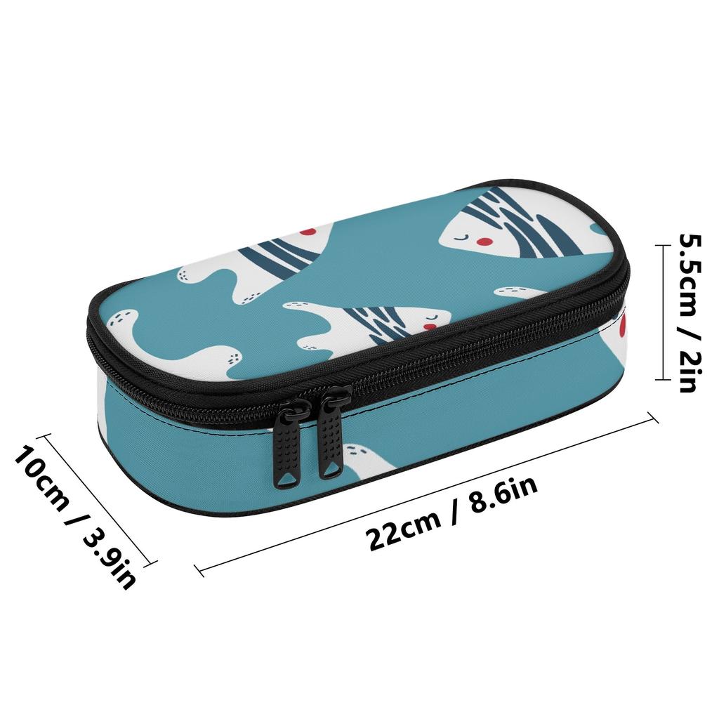 Pencil Case Casual 300D Polyester Zip Around Closure with Mesh Pocket Removable Divider and Pen Slots for College and School Use