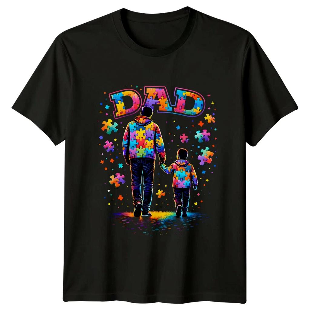 Dad Mens T-Shirt Autism Awareness Family Fathers Day Gift For Him