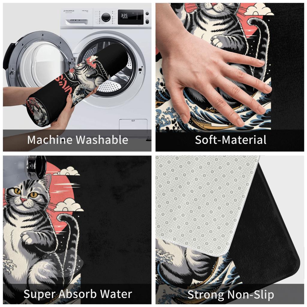 The Roar of CatZilla Cat Door Floor Kitchen Mat Anti-Slip Indoor Japan Kitten Lover Doormat Garden Entrance Rug Carpet Footpad