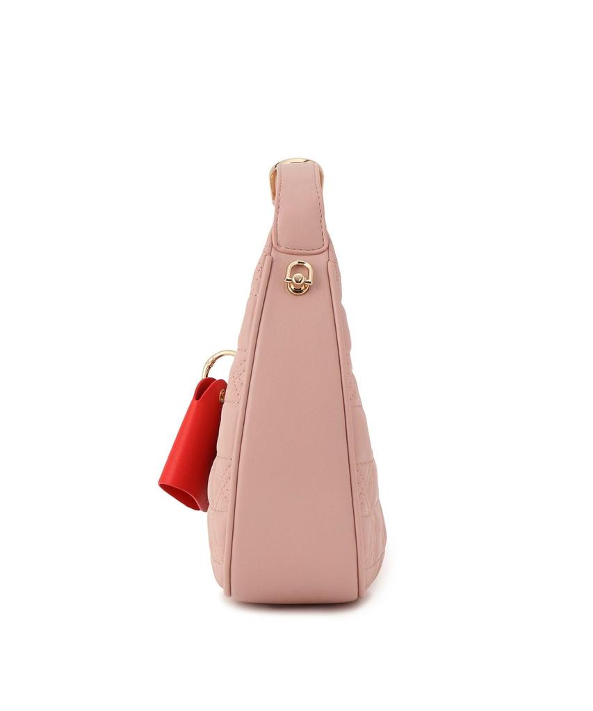 Quilted Bag with Heart Black F [BIS] 2-Way Charm, (01)