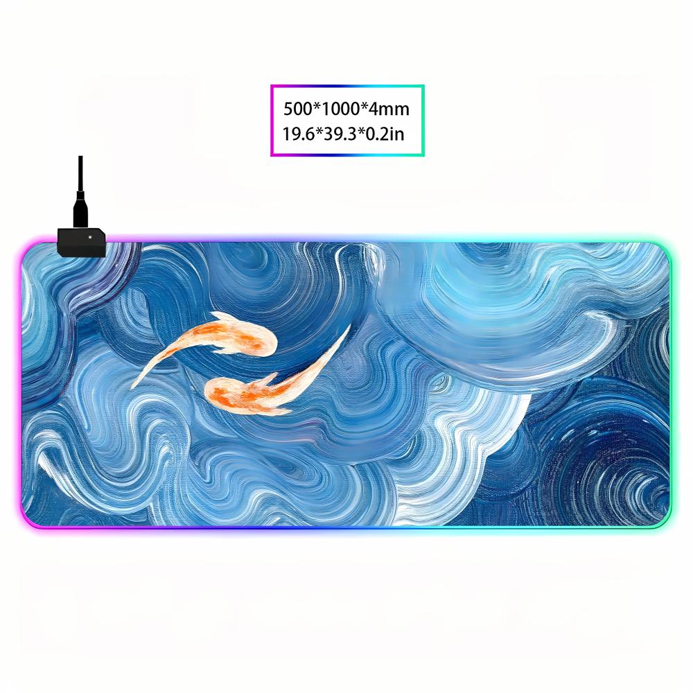 Lucky Koifish Large Mouse Pad RGB Gaming Mouse Pad HD Gamer Large LED Light XXL MousePads PC Computer pad Non-slip