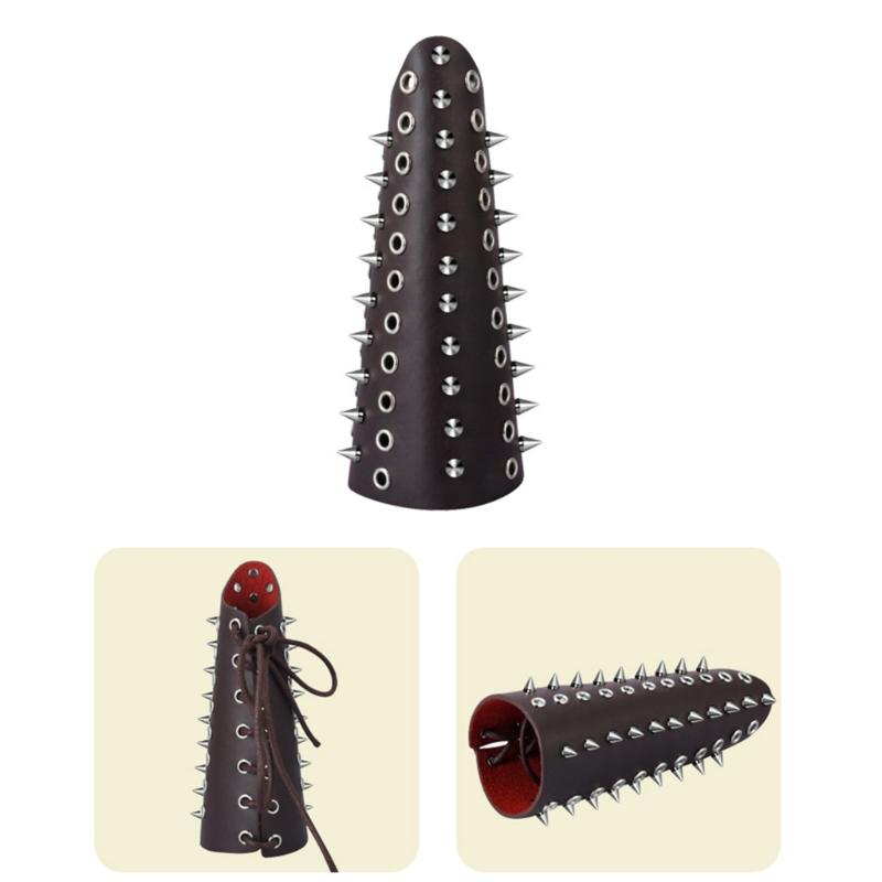 Exaggerate Rivet Wrist Guard Men Cosplay Vintage Knight Wristbands Adjustable Metal Hole Gauntlets Gothic Wrist Armors