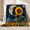 PC Sunflower and moon pattern Blanket Flannel Material Soft Warm for All Seasons Home Outdoor Camping Picnics RV New Arrival