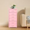 Vertical File Cabinet with 6 Tiers, 2 Keys, Lockable Metal Storage Organizer on Wheels, Pink Furniture for Document Organization