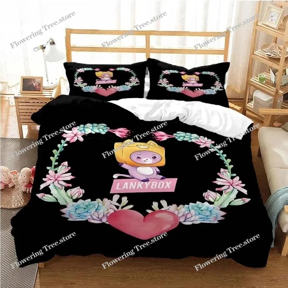 Cute L-Lankybox Bedding Sets 3D Printed Quilt Cover and Pillowcases Foxy Boxy Duvet Cover SingleDoubleQueenKing