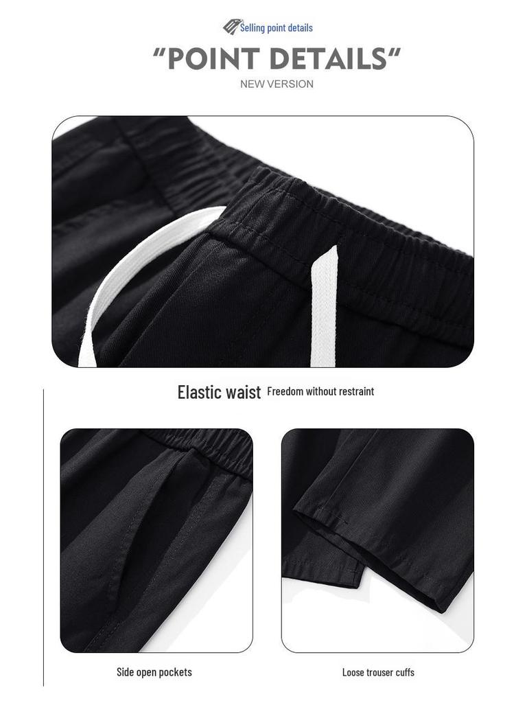 LKTM Men's Retro Multi-Pocket Cotton Drawstring Overalls - Loose Fit Casual Pants