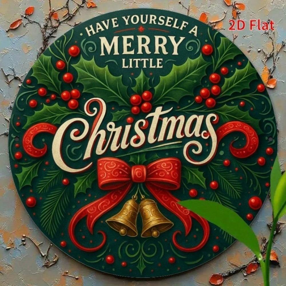 Vintage Metal Tin Sign 8x8 Inch Retro Christmas Holly Berry Wall Decor for Home Bar Cafe