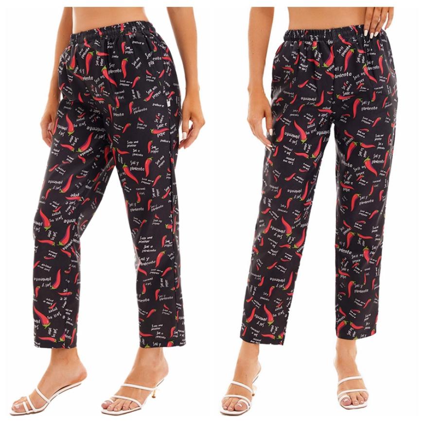 

Женская кухонная форма, брюки с эластичной резинкой на талии, мужские брюки шеф-повара, рабочие брюки с принтом, брюки-карго в стиле шеф-повара