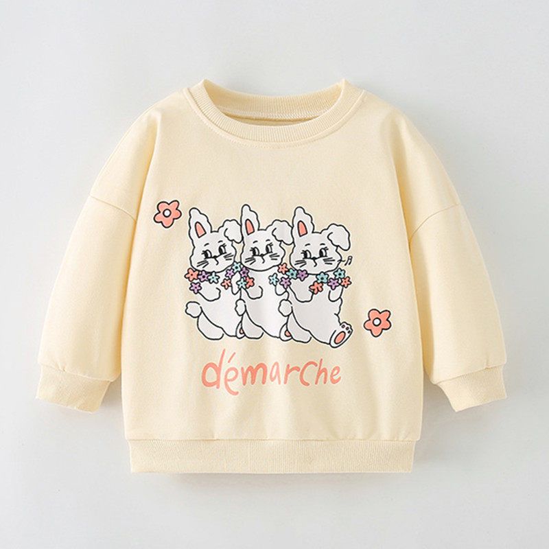 Cute Rabbit Girl Spring and Autumn Pure Cotton Casual Sweatshirt