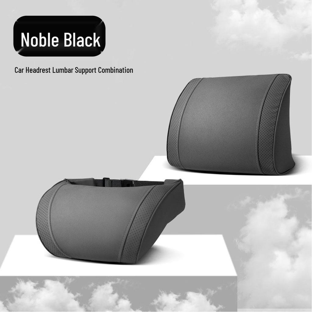 Luxury Leather Velvet Car Neck Pillow & Lumbar Support - Ideal for Drivers