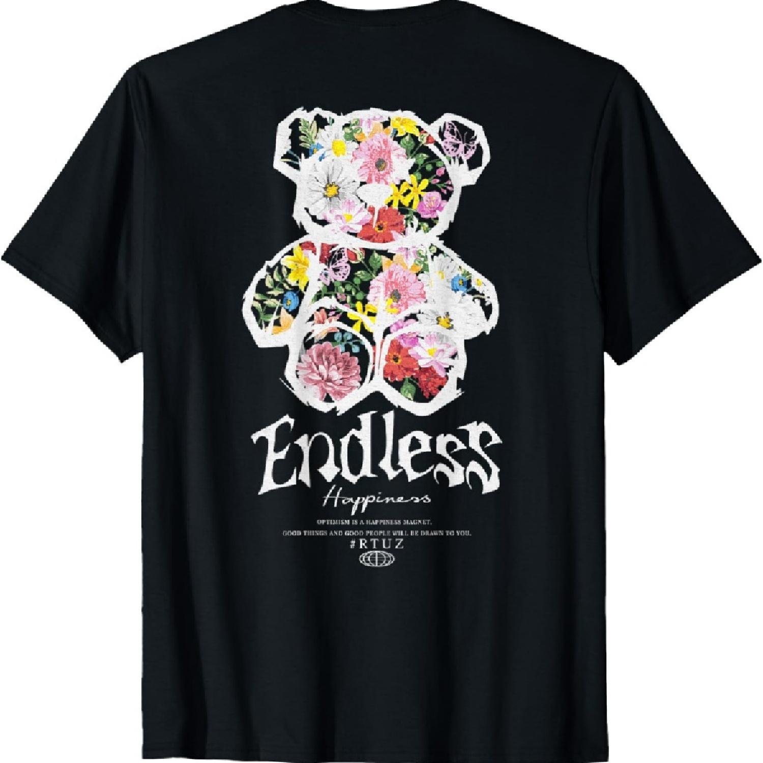 

Hip Hop Vintage Edgy Urban Y2K Back Print Streetwear Teddy T-Shirt XXXXXL чорний