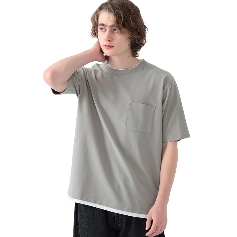 

[Beams Heart] Cool touch sensation S/S TEE cool touch fake layer pocket T-shirt men s GREY XL 42040339639