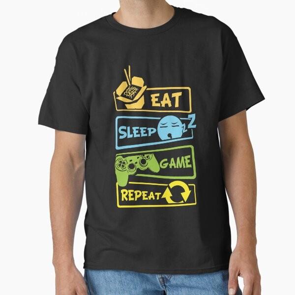 Gaming Eat Sleep Game Repeat Classic Tshirt Made In Usaaus Tshirt S2xl