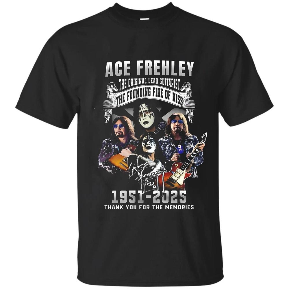 Legendary Ace Frehley T Shirt Short Sleeve S-5XL Memorial Signature Unisex T-Shirt XXXL