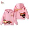 Warm Kids Hooded Pullover, Cartoon Race Car Double Sided Graphic Sweatshirt, Autumn Winter Casual Long Sleeve Top For Outdoor And Daily Kids Outfit