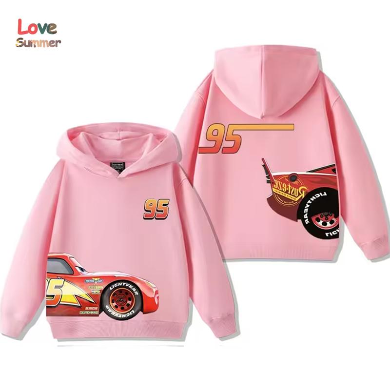 Warm Kids Hooded Pullover, Cartoon Race Car Double Sided Graphic Sweatshirt, Autumn Winter Casual Long Sleeve Top For Outdoor And Daily Kids Outfit