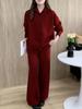 Korean Casual Knit Sweater & Wide-Leg Pants Two-Piece Set for Women