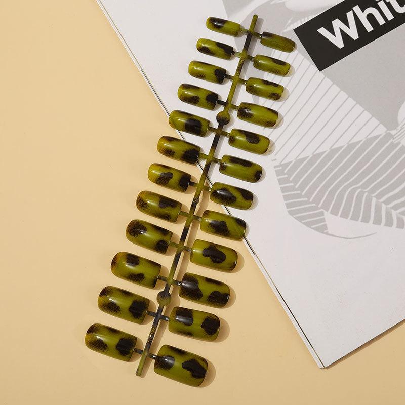 Cat Eye Leopard Striped Nail Art Patch Wearing Nail Finished Strip 24 Pieces of Fake Nails