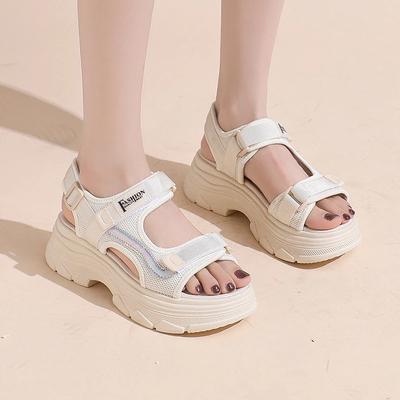 Sandalias Casuales de Moda para Mujer 2025 Venta Caliente Zapatos Femeninos Sandalias de Mujer con Punta Abierta Plataforma Exterior Punta Redonda Planas con Zapatos para Damas