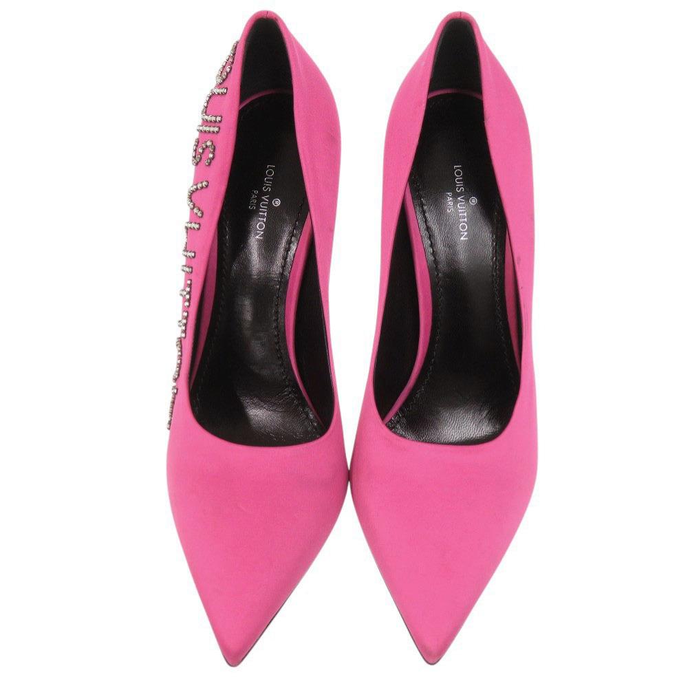 Gebrauchte AUTHENTISCHE LOUIS VUITTON callback Linie Pumps Rosa Satin/Strasssteine