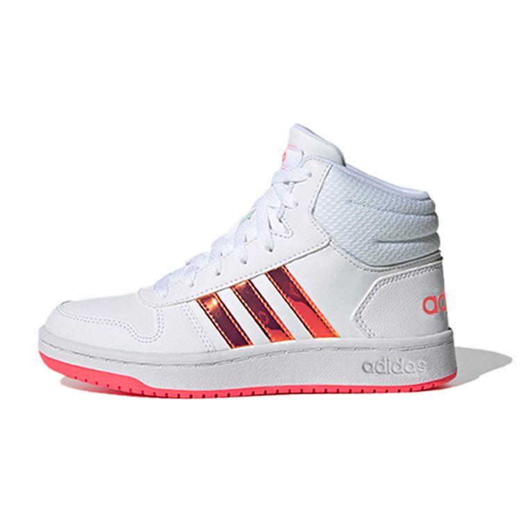 

adidas Hoops 2.0 Mid J White Signal Pink Детские кроссовки Cloud-White FW7610
