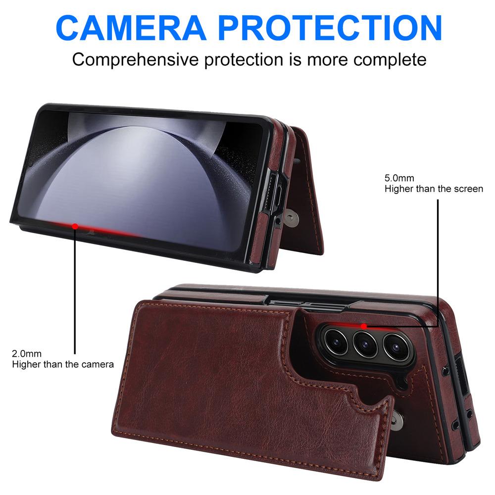 Credit Cards Slot Leather Phone Case For Samsung Galaxy Z Fold 7 Fold 6 5 Fold 4 3 Wallet Kickstand Shockproof Cover