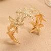 Style Metal Flower Open Bracelet With Starfish Charm For Women Summer