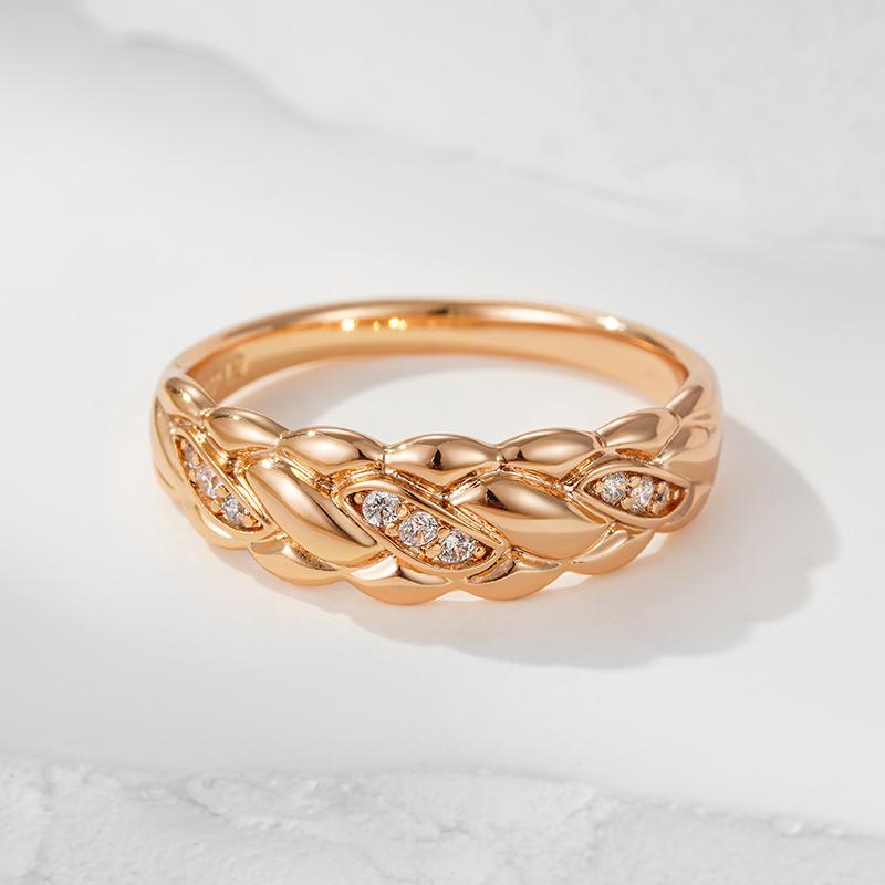 Minimalist Style  Rose Gold Color Ring For Women Mosaic Shiny Natural Zircon Accessories Party Daily Fine Jewelry