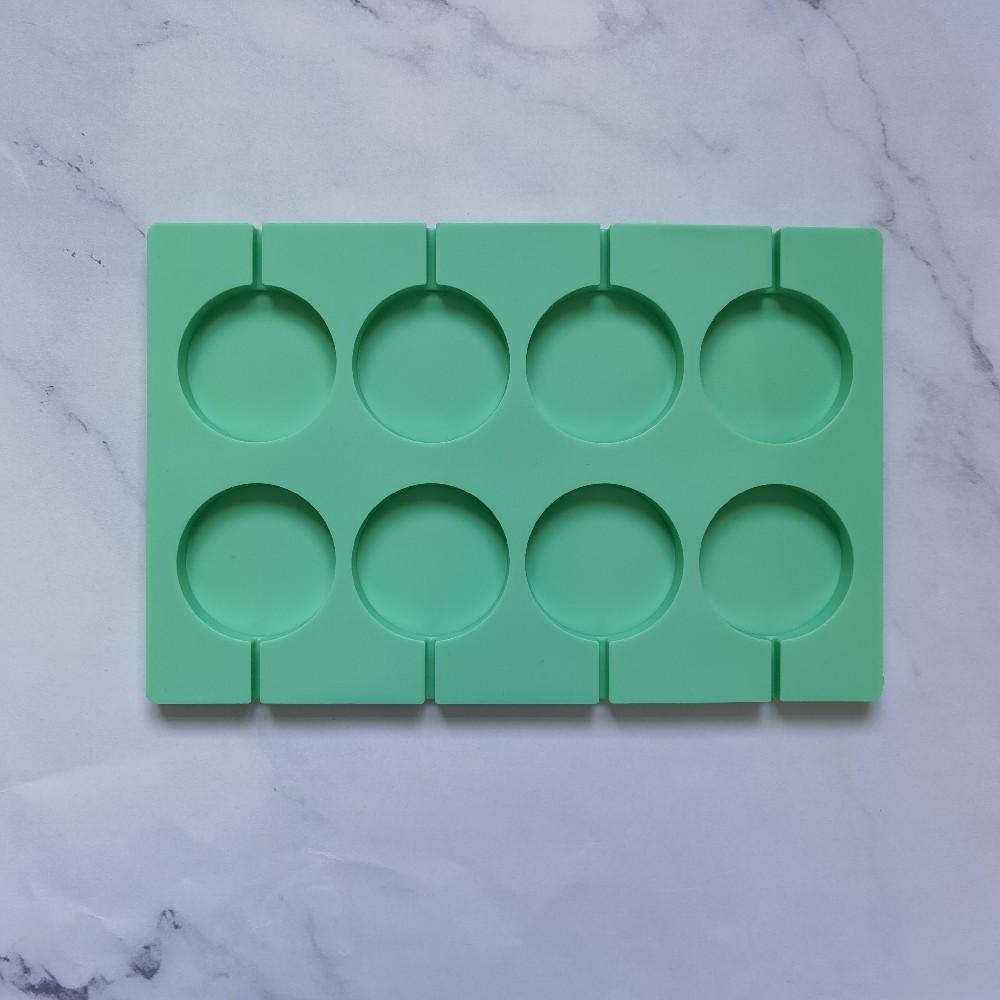 8-Cavity Round Silicone Lollipop Candy Mold Homemade Kids Cake Chocolate Cookies Mould Baking Pastry Decorating Tools
