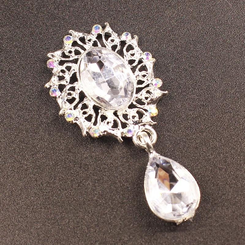 5 st Vattendroppar Brosch Tillbehör Kläddekoration Glittrande Kristall Syknapp Legering Strass Hänge