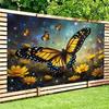 2D Nature Butterfly Tapestry, Monarch & Yellow Flower Galaxy Wall Decor