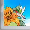 Double-Sided Colored Window Corner Sticker with Transparent Floral and Bird Design