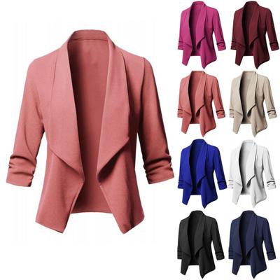 Fashion Women Small Suit Jacket Autumn Long Sleeve Top Solid Color Outwear