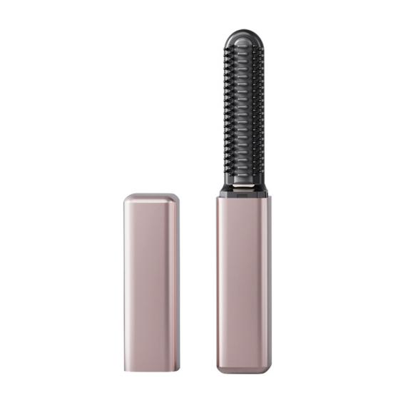 Мини выпрямитель-щетка для челки Портативный Беспроводной Без пушистости Горячая расческа USB-перезаряжаемый Быстрый нагрев Электрический розового золота