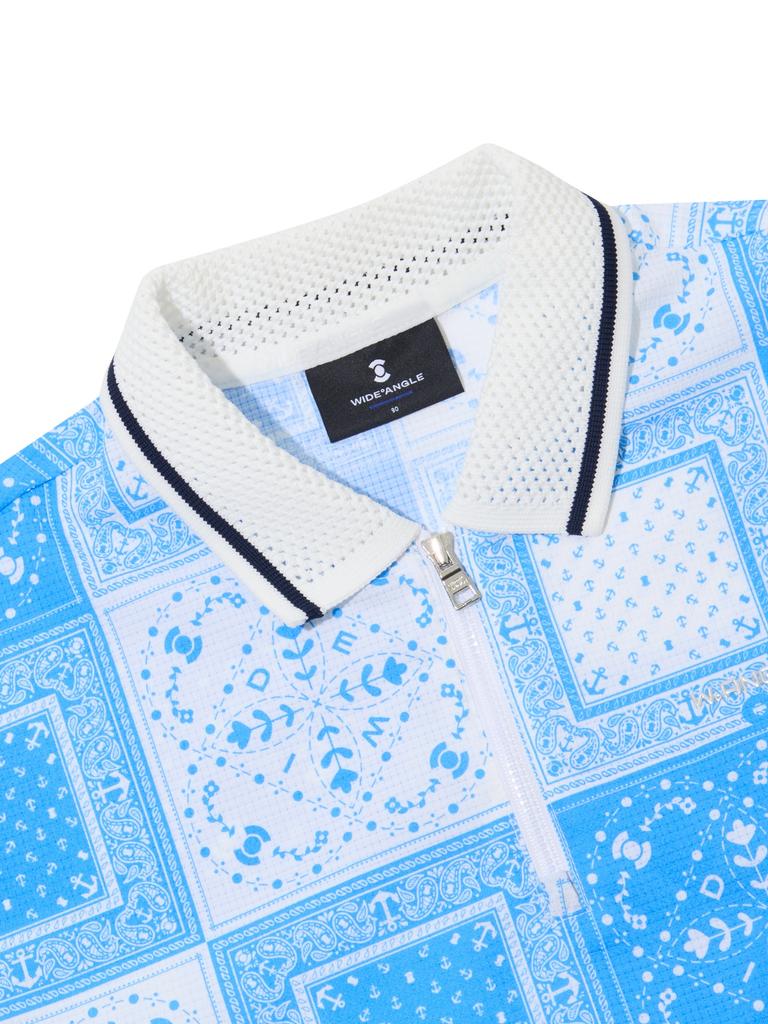 WIDEANGLE Co Airhole Nature Paisley Polo Shirt L_Blue