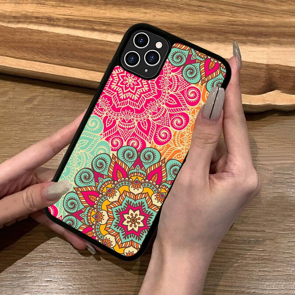 Luxury Art Mandala Phone Case Silicone PC+TPU For For IPhone 11 12 13 14 15 16 Plus Pro Max Cover