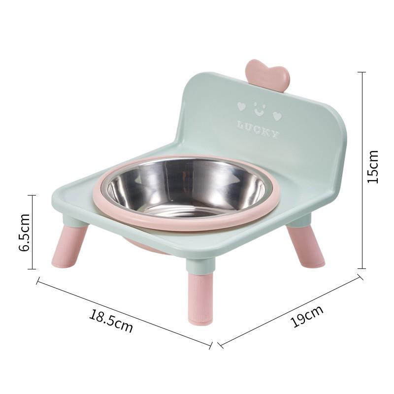 High-Leg Stainless Steel Cat Bowl - Anti-Tip, Neck Protection, Macaron Colors for Cats & Kittens