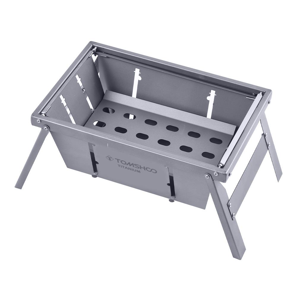 Mini grătar pliabil, aragaz cu lemne, portabil, titan pur gros, antirugină și rezistent la vânt