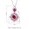 Simulation Red Corundum Necklace Flower Inlaid Sapphire Zircon Necklace Pendant Female